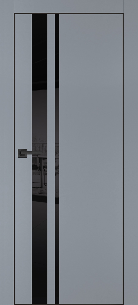 Фото Межкомнатная дверь PX-16 черная кромка с 4-х ст. Серый матовый