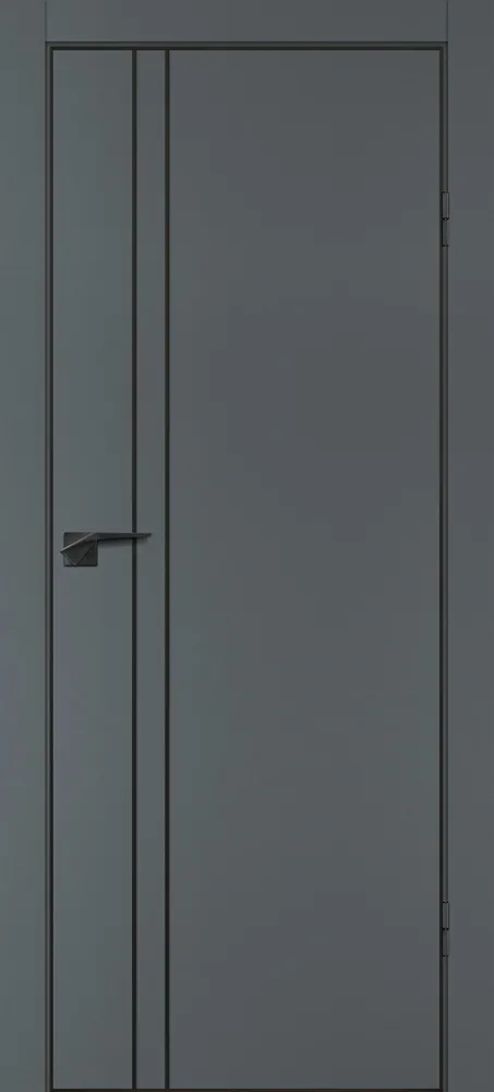 Межкомнатная дверь P-20  черный молдинг PET,  кромка ABS черная c 4-х ст. Графит матовый